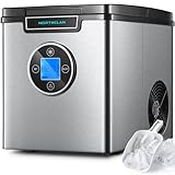 NORTHCLAN Eiswürfelmaschine Selbstreinigung, 14 kg 24 St, 3-Eiswürfelgrößen, 9 Eiswürfel in 5-8 Minuten, LCD-Anzeige u. 2.3L Wassertank, Ice Maker mit Eisschaufel und Korb, Edelstahl Eiswürfelbereiter