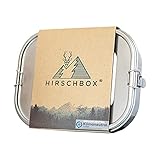 Hirschbox® Brotdose Premium Edelstahl - Verbesserte XL Edelstahl Frischhaltedose (1400ml) Metall Vesperdose +Trennwand – Auslaufsicher, Umweltfreundlich & BPA-frei. Für Kinder & Erwachsene