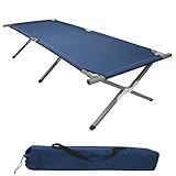 BB Sport Feldbett Klappbett 190 x 64 x 41 cm Stabiles Campingbett bis 120 kg Belastbar Tragbar Tasche Liege Reise Bequem, Farbe:blau