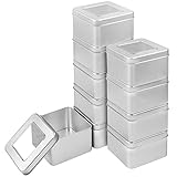 Kurtzy Silber Metalldosen mit Deckel (10er Pack) 9x9xH5,7cm Kleine Metall Boxen Tragbare Leere Metallbox mit Deckel ohne Scharnier - Mini Aufbewahrungsbox Metall Rechteckige Behälter & Überlebens Kit