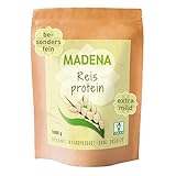 MADENA Reisprotein 1 Kg, Vegan Protein mit 87% Proteingehalt, Extra mild, Besonders fein, 100% Proteinisolat, Veganes Protein, Glutenfrei, laktosefrei