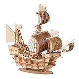 Holzschiff Modelle DIY Holzpuzzle Bausatz 3D Puzzle Holzbausatz Schiffsmodell Segelschiff Flaggschiff Holzmodell für Kinder Jugendliche und Erwachsene