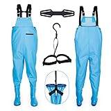 NEWKITS Kinder Wathose, Kinder Angeln Stiefel mit verstellbaren Schultergurten, rutschfeste Wathose für Kleinkinder, Kids, Boys, Teens