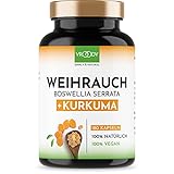 VROODY Weihrauchkapseln hochdosiert Boswellia Serrata 2000mg Tagesdosis - 180 Stück | 85% Boswelliasäure | PLUS 125mg CURCUMA | 95% Curcuminoide | vegan & ohne Zusätze