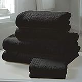 Rapport Chatsworth Handtuch-Set (2 x Hände, 2 x Badetuch), Schwarz, 4 Stück