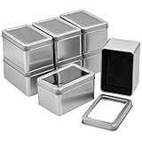 8Pcs Behälter mit Deckel,Kleine Aufbewahrungsbox,Mini Tragbare Blechdosen mit Klarem Fensterdeckel,Tin Metalldosen Container Rechteckig für Bonbons Geschenke, Perlen,Schmuck Zubehör(11x7.5x6cm)