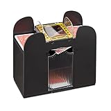 Relaxdays 10021345 Automatischer Kartenmischer, 6 Sätze batteriebetriebener Rommy-Poker-Karten, Schwarz, Entwickelt für Standardkarten mit Abmessungen von nur 6,5 × 9 cm