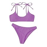 Damen Bauchweg 2-Teilig Lace Up Kreuz Swimsuit Badeanzüge Farbblock Triangel Mit Spaghetti-Trägern Tops Hotpants Bademode Swimmwear V Ausschnitt High Waist Spitze Badeanzug Bademode Bikini Bauchweg