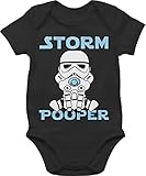 Statement Sprüche Baby - Storm Pooper Junge - 3/6 Monate - Schwarz - Baby Strampler Storm Pooper - BZ10 - Baby Body Kurzarm für Jungen und Mädchen