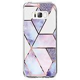 Riyeri Hülle Compatible with Samsung Galaxy S8 Hülle Klar Slim TPU Silikon Bumper Handyhülle für Samsung S8 Plus - Marmor & Blume (S8, 30)