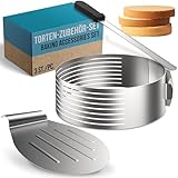 4smile Tortenzubehör - Edelstahl Torten Schneidehilfe Set, 3 Teile - Tortenboden Schneidehilfe + Konditormesser + Tortenheber - Kuchen Schneidehilfe perfektioniert Tortenzubereitung