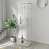 Glasvitrine, Dithoko Schaukasten (163 x 43 x 36.8CM) mit 4 mm gehärtetes Glasregal, Glasschrank für Wohnzimmer,Schlafzimmer und Büro,Standvitrine perfekt für Sammler (Weiß)