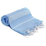 Turquoise Home - Großes türkisches Pestemal Badetuch Hamamtuch Saunatuch XXL Badetuch 100 x 180 cm Sauna Spa Yoga Strand Picnic dünn und leicht (blau, 1)