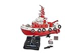 Carson 500108033 108033 Feuerlöschboot TC-08 – ferngesteuertes Feuerwehrboot mit Spritze, RTR, 3-Kanal 2.4 Ghz Fernsteuerung, 20 Minuten Fahrzeit, inkl. Batterien, Rot