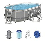 Bestway Power Steel Framepool-Set, oval, mit Filterpumpe & Sicherheitsleiter 427 x 250 x 100 cm