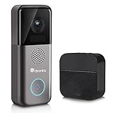 WLAN Video Türklingel mit Kamera 2K HD, Ctronics 10000mAh Akku Kabellose Video Doorbell mit Gong, PIR Personenerkennung, Erweiterte WLAN Verbindung, Zwei-Wege-Audio, Unterstützt SD-Karte, IP66