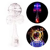 YoYo Factory Catchy LED Kendama - TRANSPARENT / BLAU / ROT (Japanisches Traditionelles Spielzeug, Beleuchtet, Vom Anfänger Zum Profi, Batterien Enthalten)