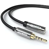 JAMEGA - 3m Aux Verlängerung 4 Polig TRRS 3.5mm Klinke Mikrofon Kopfhörer Verlängerung Kabel Headset Verlängerungskabel Stereo Audio Klinkenkabel mit 24K Vergoldete Kontakte