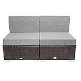 SHANGMAOYO Schlafsofa 2 Stück Terrasse PE Wicker Rattan Armless Sofa Braun Freizeit Outdoor Rattan Sofa (Color : Brown)