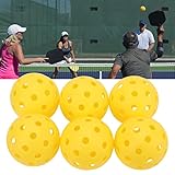 BigKing Pickleball-Bälle für den Außenbereich, 6 Stück/Set Kunststoff-Pickleball-Set mit Löchern, hohl, gelb, Standard-Pickleball für das Outdoor-Training