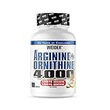 WEIDER Arginin + Ornithin 4000, L-Arginin Kapseln hochdosiert mit hochwertigem L-Ornithin, Aminosäuren in Premiumqualität, Stickstoffmonoxid-Vorstufen, Pre-Workout, Trainingsbooster, 180 Kapseln