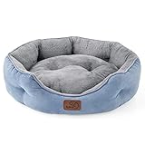 Bedsure Katzenbett waschbar Katzen Bettchen - 51x48x15cm Katzen Bett mit zweiseitig Innenkissen Katzenschlafplatz für Katzen oder kleine Hunde, Blau