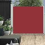 RONGQI Ausziehbare Seitenmarkise, Sichtschutz Terrasse, Windschutz Balkon, Vertikalmarkise, Balkon Seitensichtschutz, Balkon Sonnenschutz, 100x300 cm Rot