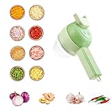 Multifunktionaler 4-in-1-Gemüseschneider, elektrischer Mixer mit Bürste und Schäler für Knoblauch, Chili, Zwiebeln, Sellerie, Ingwer und Fleisch