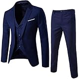 Generic Herren Slim Fit 3 Teilig Anzüge Herrenanzug Sakko für Hochzeit Business Anzug Herren Business Arbeit Freizeit Anzugjacken, XXL, Navy