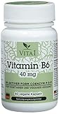 VITA1 Vitamin B6 P-5-P 40mg • 60 Kapseln (2 Monate Vorrat) • in seiner aktiven Form Coenzym P-5-P •Kapseln von Vita1® sind besonders für Veganer und Vegetarier