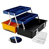 KIZQYN Werkzeugbox 17-Zoll-Multifunktions-3-Schicht-Toolbox Haushalt Kunststoff Werkzeug Aufbewahrungsbox Faltbare Aufbewahrungsbox Edelstahl Schloss und Schnalle Werkzeugkoffer (Size : Small)