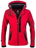 Rock Creek Damen Softshell Jacke Windbreaker Regenjacke Übergangsjacke Softshelljacke Damenjacke Regenmantel Outdoorjacke Kapuze D-402 Rot XL