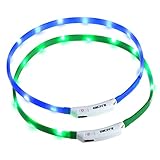 Zacro Petbank 2 Stück LED Leuchthalsband Hund, LED Halsband Hund USB Aufladbar Haustier Sicherheit Kragen Längenverstellbareres Hunde Halsband mit 3 Beleuchtungsmodi für Hunde und Katzen