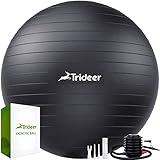 Trideer Dicker Gymnastikball, Anti-Burst Pilates Ball, 45-85 cm sitzball büro，für Balance, Yoga als Fitness Kleingeräte und Balance Stuhl im Gym-Home-Büro (L (58-65cm), Schwarz)