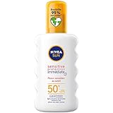 NIVEA SUN Sonnenspray Sensitive Sofort-Schutz LSF 50+ (1 x 200 ml), Sonnenschutz geeignet für empfindliche Haut, leichtes & fettfreies Sonnenschutzgewebe