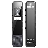 64GB Diktiergerät Digital, COCONISE 3072kbps Aufnahmegerät Mini mit MP3-Player, HD-Klangqualität, Intelligente Geräuschunterdrückung, Voice Recorder mit Sprachsteuerung Aufnahmefunktion für Vortrag