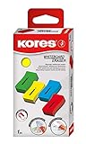 Kores Magnetischer White Board Schwamm, verschiedene Farben, trocken abwischbar, 110 x 55 x 20 mm, 20861