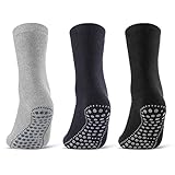 3 oder 6 Paar ABS Socken Herren & Damen Anti Rutsch Socken Baumwolle 8600 (Schwarz|Blau|Grau 3 Paar 43-46)