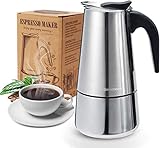 Godmorn Espressokocher, Kaffeekocher, Mokkakanne aus 430 Edelstahl, Espresso Maker für 4/6/10 Tassen, Stovetop Coffee Maker Induktion Herde geeignet, 4 Tassen (200 ml)