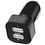 12W Autoladegerät USB Zigarettenanzünder Adapter Ladegeräte Mit Blauer LED Für iPhone/Android - Schwarz