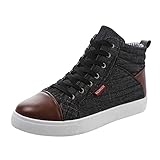 Uomitaff Männer Schuhe Mode Casual Segeltuchschuhe Denim Stoff Top High Top Sport Segeltuchschuhe Herren Schuhe Sneaker 42