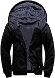 JACKETOWN Fleecejacken für Jungen Langarm mit Kapuze mit Reißverschluss Sportjacke Kinder Schwarzes, warmes Kinder-Sweatshirt mit Spiralmanschetten(Schwarz-XL)