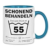 wowshirt Tasse Schonend Behandeln Das Gute Stück Ist 55 Geschenk zum 55. Geburtstag 55 Jahre, Farbe:White - Light Blue