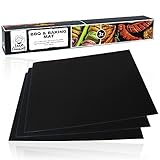 Selldorado® 3X BBQ Grillmatte - Dauerbackfolie schwarz für Backofen - alternatives Backpapier Wiederverwendbare und antihaftende Teflon Backmatte (40 x 33 cm)