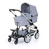 Set ABC Design Trittbrett Kiddie Ride On 2 mit Stoffwindel von Kinderhaus Blaubär | Mitfahrbrett universal passend | Rollbrett für Kinderwagen Buggy bis 20 kg, Größe:SET Trittbrett + Sitz