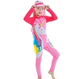 Gogokids Kinder Badeanzug Mädchen Sonnenschutz Badebekleidung Surfen Tauchanzug Einteiler Neoprenanzüge Bademode UV Schutz Schwimmanzug Sonnenanzug mit Badekappe