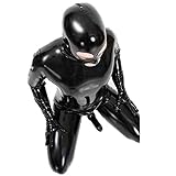 FASZFSAF Herren glänzende Lackleder Katze Anzug Ganzkörper Männer Sexy Latex Enge Reißverschluss Overall Gummikleidung Cosplay Schwarz,Schwarz,M