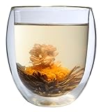 Feelino XXL 400ml doppelwandiges Thermo-Glas 'Ice-Bloom' inkl. einer Teeblume, extra großes Teeglas/Kaffeeglas mit Schwebeeffekt - auch als tolles Geschenk in schöner Box