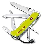 Victorinox, Taschenmesser, Rescue Tool MW, 111 mm, gelb nachleuchtend (13 Funktionen, Einhand-Klinge feststellbar, Kapselheber, mit Wellenschliff)