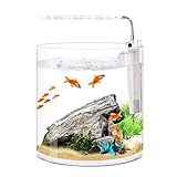 Liudan Fischtank/Aquarium mit Desktop Kreative Mini Glas Runde Aquarium Home Wohnzimmer Büro Filter LED-Licht Aquarium Aquarium Becken (Größe : M)